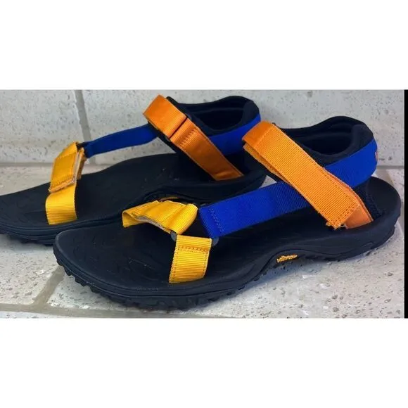 Merrell Men’s Kahuna Blue Orange Strappy Sandals Hook Loop Vibram Men Sz 11