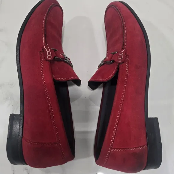 Mezlan Pirelli Custom Men's Red Suede Leather Loafers Shoes Size 11.5M