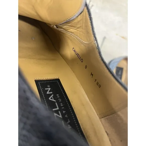 Mezlan Platinum Calvello Genuine Lizard Derby Dress Shoes Size 8M Gray