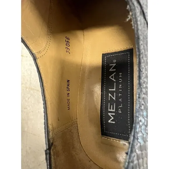 Mezlan Platinum Calvello Genuine Lizard Derby Dress Shoes Size 8M Gray