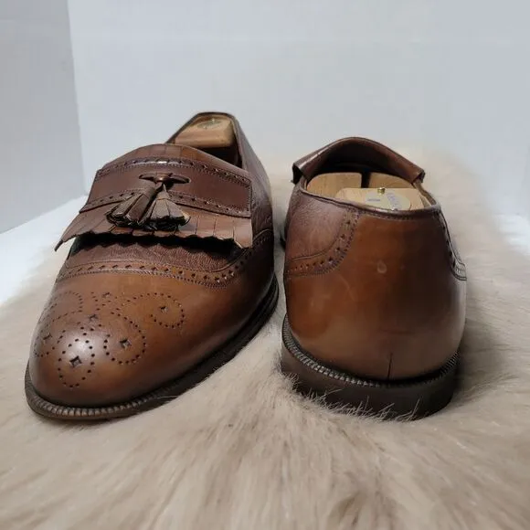 Mezlan Mens Shoes Jordan Brown Leather Wing Tip Kiltie Dress Loafers Size 11