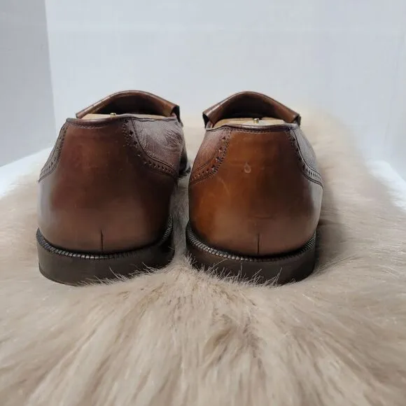 Mezlan Mens Shoes Jordan Brown Leather Wing Tip Kiltie Dress Loafers Size 11