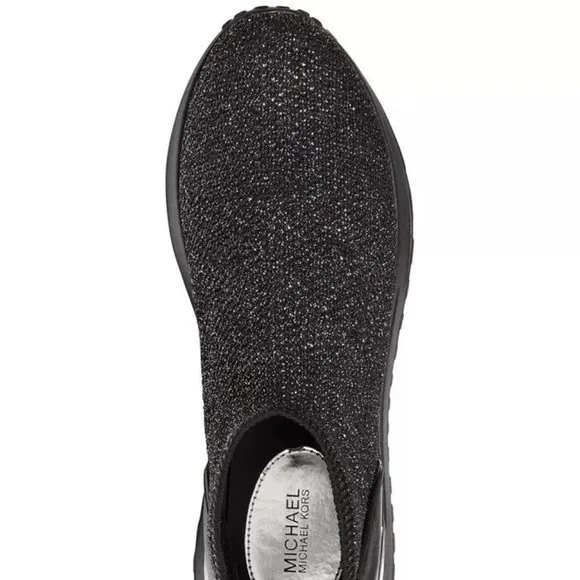 Michael Kors MK Bodie Black Metallic Bootie Boots Sneakers Shoes 6, 6.5 7.5 NEW
