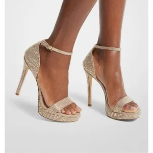 MICHAEL MICHAEL KORS Jordyn Embellished Glitter Chain Mesh Platform Sandal Gold
