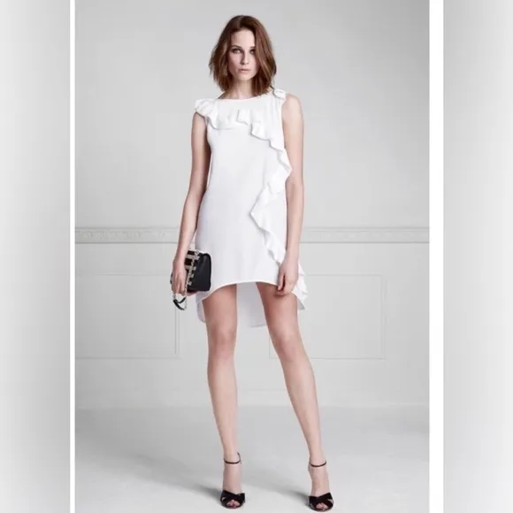 Mini Dress Anne Fontaine Ruffled Sleeveless Shift Sweet &amp; chic French frock S