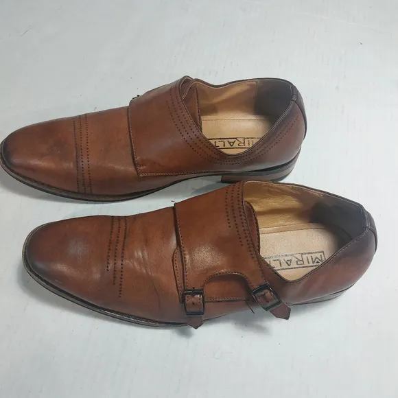 Miralto Double Monk Strap Dress Shoes, Men's Leather Cognac Size 12