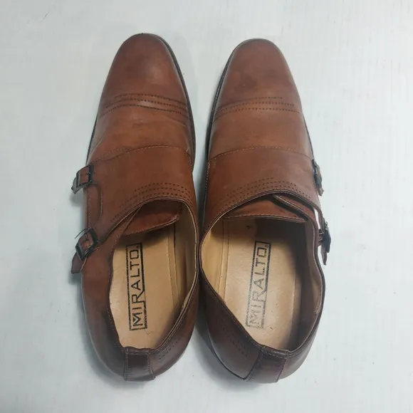 Miralto Double Monk Strap Dress Shoes, Men's Leather Cognac Size 12