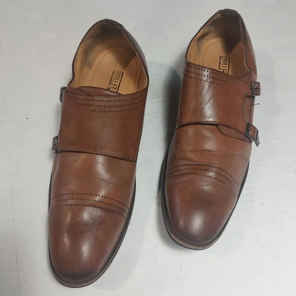 Miralto Double Monk Strap Dress Shoes, Men's Leather Cognac Size 12