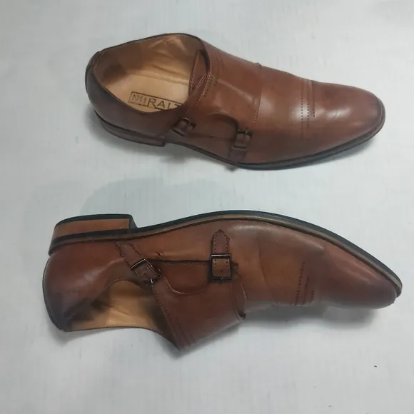 Miralto Double Monk Strap Dress Shoes, Men's Leather Cognac Size 12