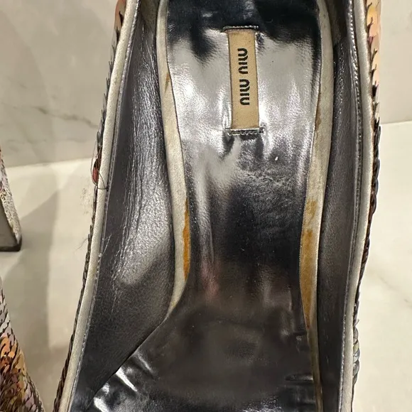 Miu Miu Sequin Peep-Toe Pumps - Multicolor