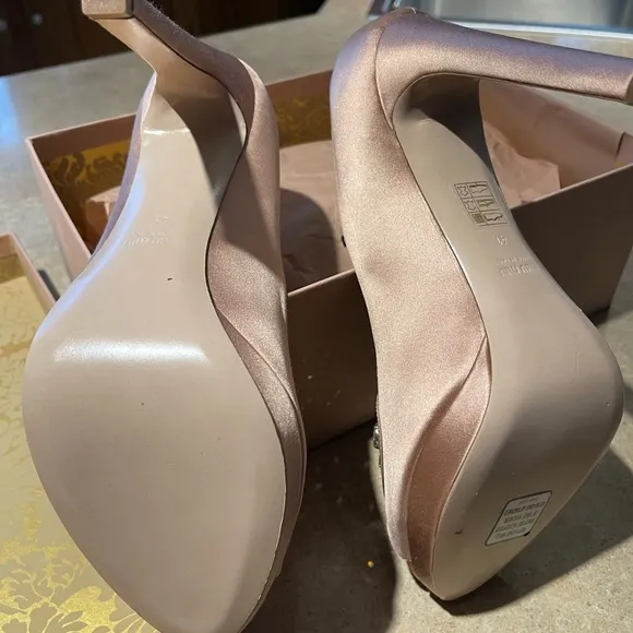 MIU MUI SATIN WITH HEARTS OF CRYSTAL “CINDERELLA” SHOES!!  NWT
