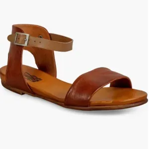 Miz Mooz Brown Leather ALANIS Buckle Strappy Sandals Lole New Size 10