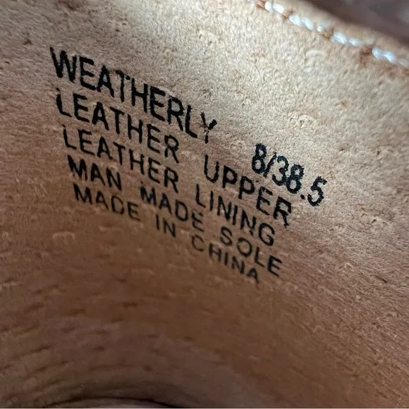 MIZ MOOZ Weatherly Tan and Cream Peep-Toe Vintage Style Stacked Heels Size 8