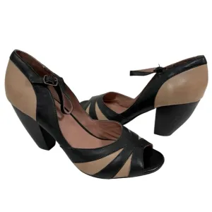Miz Mooz Womens 10 Weatherly Leather Open Peep Toe Cut Out Heels Shoes NWOT New