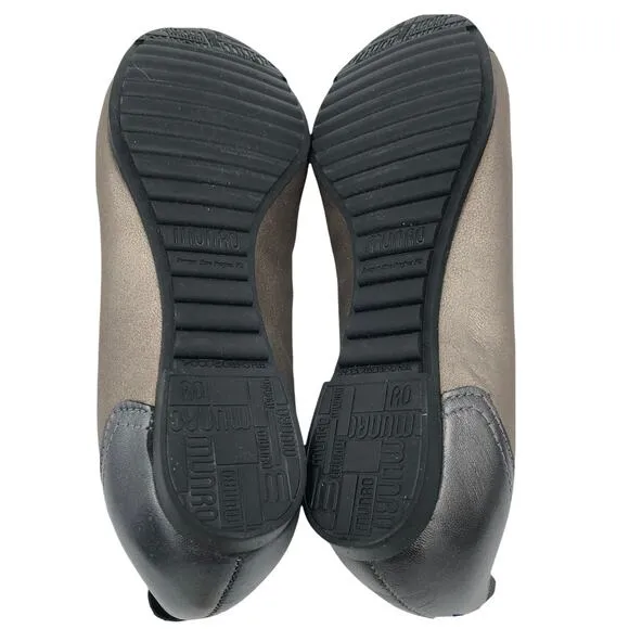 Munro Women’s size 9 bronze leather ballet flats shoes NWOB