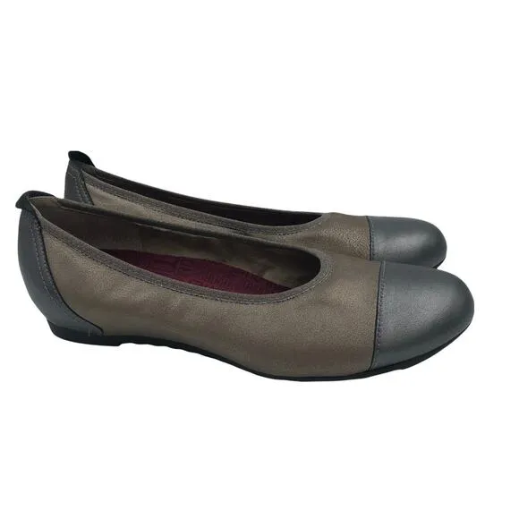 Munro Women’s size 9 bronze leather ballet flats shoes NWOB