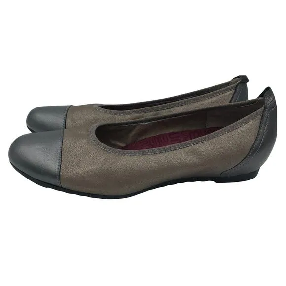 Munro Women’s size 9 bronze leather ballet flats shoes NWOB