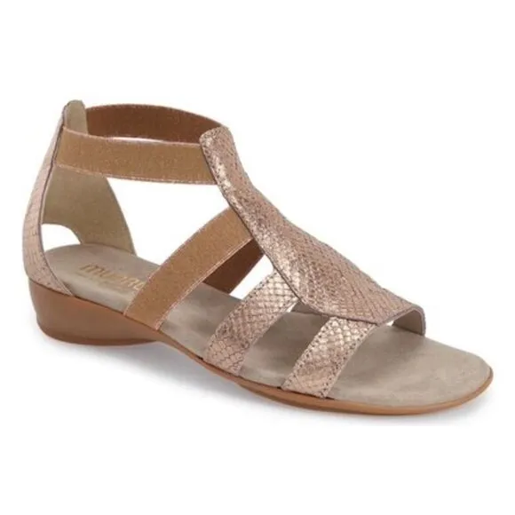 Munro Zena Gold Strappy Snakeskin Sandals Sz 11