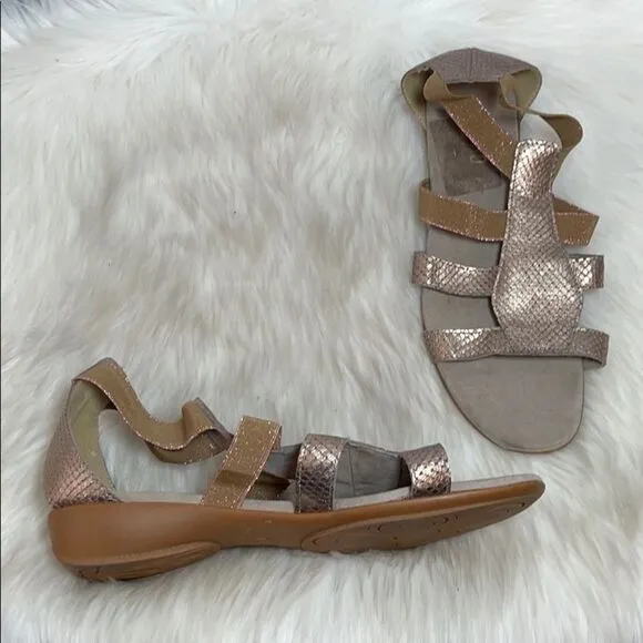 Munro Zena Gold Strappy Snakeskin Sandals Sz 11