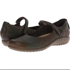 NAOT Reka Mary Jane Leather Rattlesnake Brown French Roast Shoes Size 38(7-7.5)