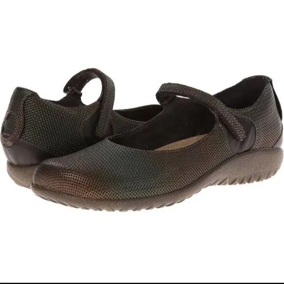 NAOT Reka Mary Jane Leather Rattlesnake Brown French Roast Shoes Size 38(7-7.5)