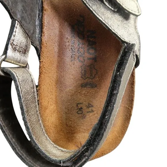 Naot Shoes Women 10 Sandal Fashion Comfort Metallic Leather Cork Adjustable Kate