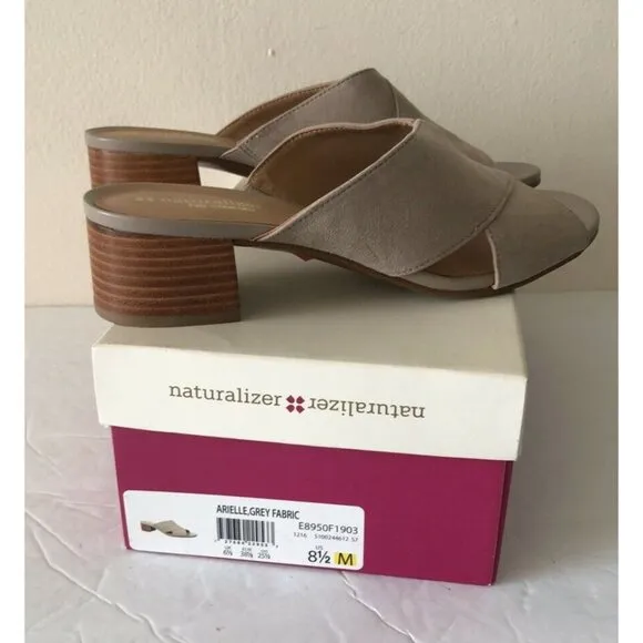Naturalizer Arielle Sandals Shoes Grey Fabric, 8.5 US / 38.5 EU NEW IN BOX _