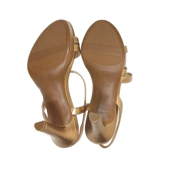 Naturalizer Brenta Sandals Womens 6.5 Bronze Pearl Metallic Strappy Dress Heels