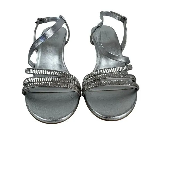NATURALIZER KIMBERLY2 OPEN TOE STRAPPY HEELED SANDALS IN SILVER NWOB SIZE 8W