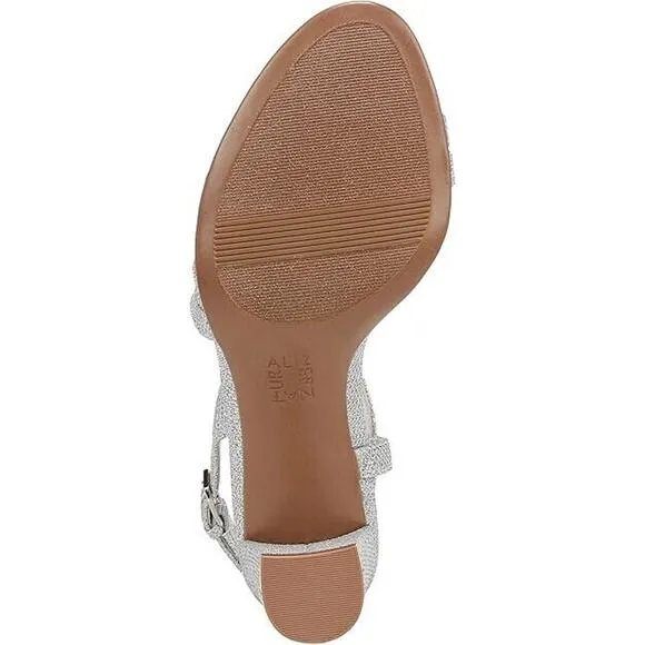 Naturalizer Vanessa2 Rhinestone Embellished Strap Heel Sandal Silver Metallic 5