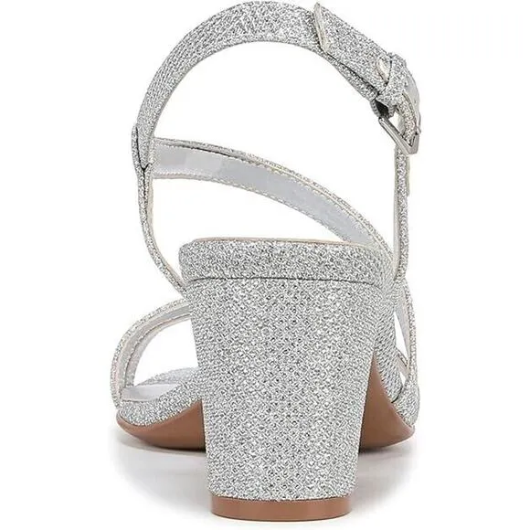 Naturalizer Vanessa2 Rhinestone Embellished Strap Heel Sandal Silver Metallic 5