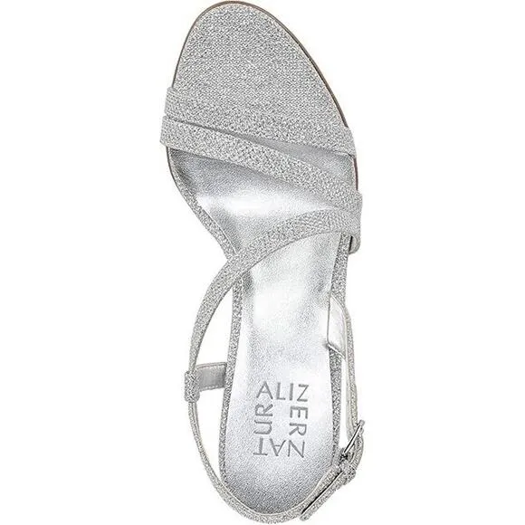Naturalizer Vanessa2 Rhinestone Embellished Strap Heel Sandal Silver Metallic 5