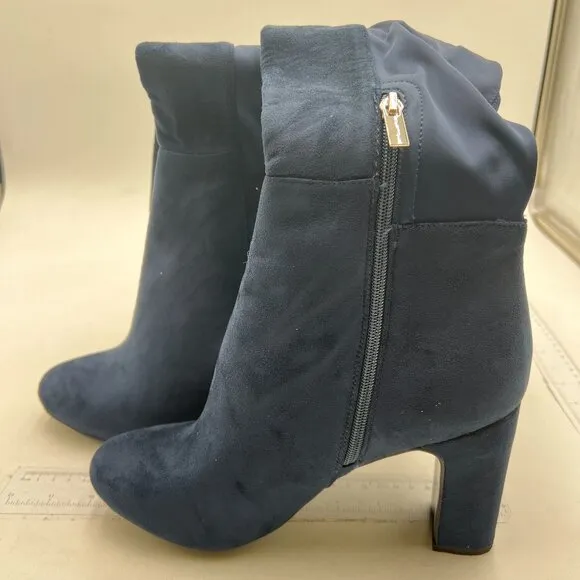 Navy Women Over The Knee Chunky High Heels Stretch Thigh High Zipper Long Boot