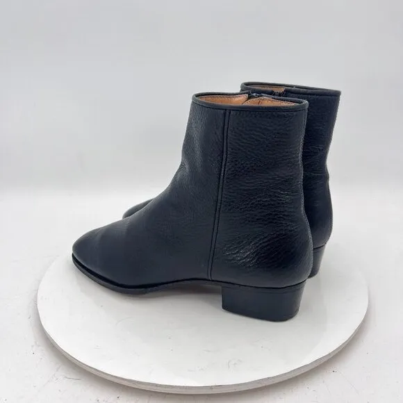 Neiman Marcus Gravati Women Size 7M Black Leather Side Zip Low Heel Ankle Boot