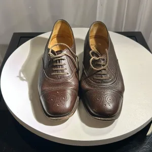 Neiman Marcus Women's Brown Leather Gravati Cap Toe Shoes (84% OFF)!