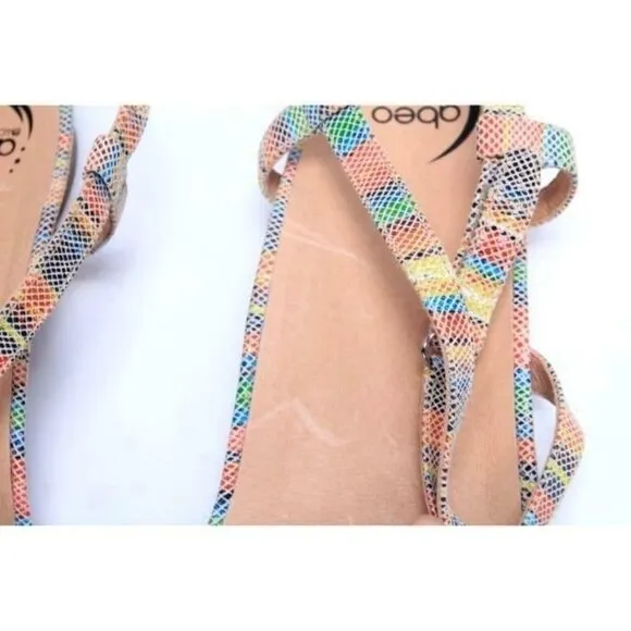 NEW ABEO sandals strappy rainbow dots 11 N