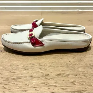 New AGL Elegant Cream and Fushia Women's Leather Loafers