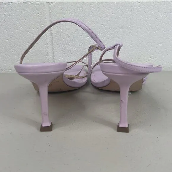 New Ann Taylor Leather Strappy Heeled Sandals Sz 9 Orchid Bloom open toe 585420
