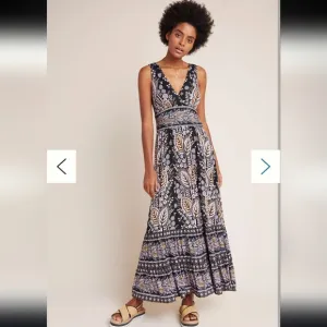 New Anthropologie Maeve Small Dress Sleeveless Maxi Dress With Cut Out Floral