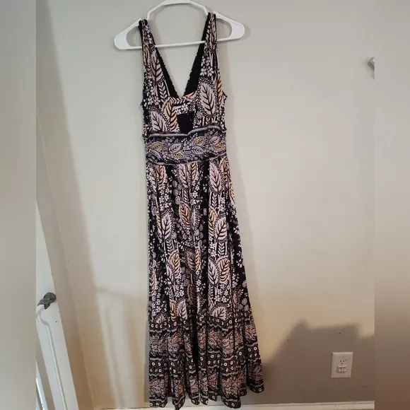 New Anthropologie Maeve Small Dress Sleeveless Maxi Dress With Cut Out Floral