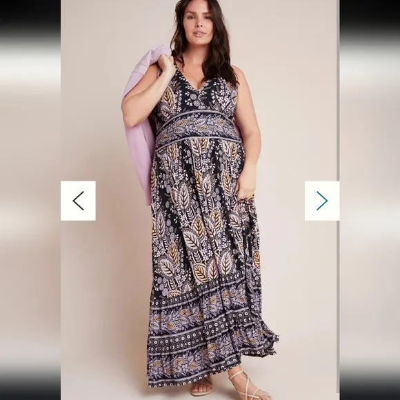 New Anthropologie Maeve Small Dress Sleeveless Maxi Dress With Cut Out Floral