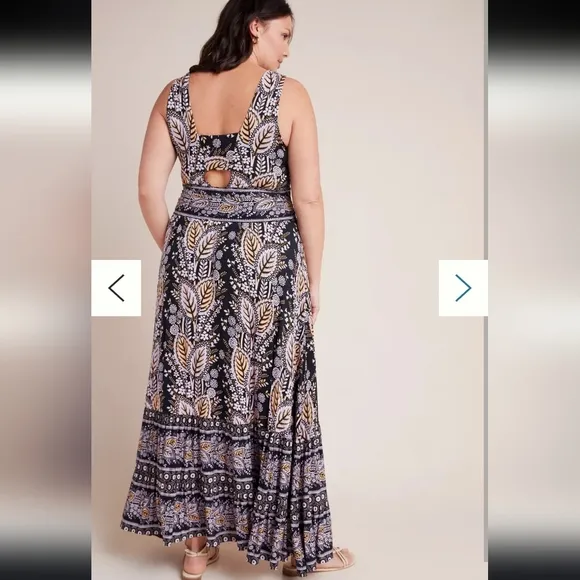 New Anthropologie Maeve Small Dress Sleeveless Maxi Dress With Cut Out Floral
