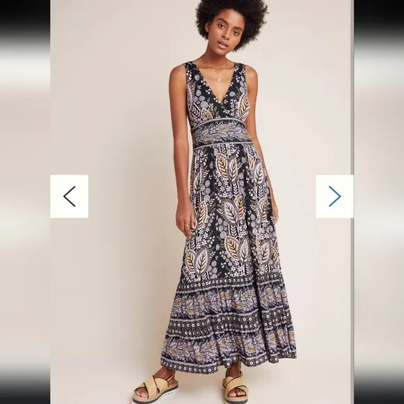 New Anthropologie Maeve Small Dress Sleeveless Maxi Dress With Cut Out Floral