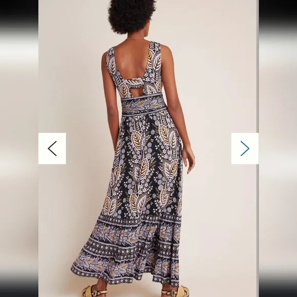 New Anthropologie Maeve Small Dress Sleeveless Maxi Dress With Cut Out Floral