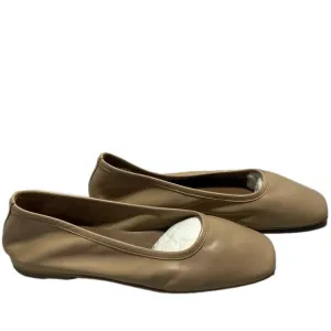 NEW ANTHROPOLOGIE X PILCRO Size 8-8.5 Slip On Tan Ballet Flats Leather Comfort