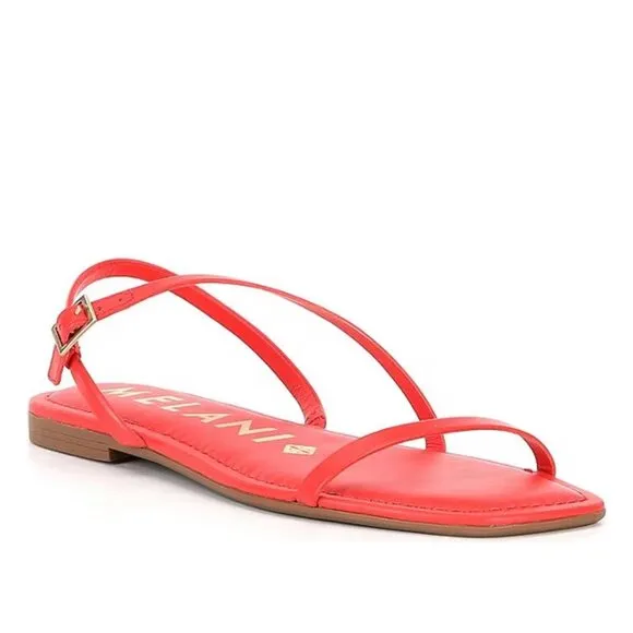 NEW Antonio Melani Lyla Leather Strappy Flat Sandals in Red