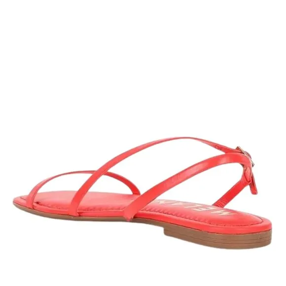 NEW Antonio Melani Lyla Leather Strappy Flat Sandals in Red