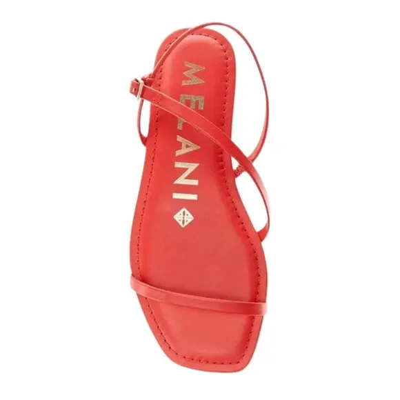 NEW Antonio Melani Lyla Leather Strappy Flat Sandals in Red