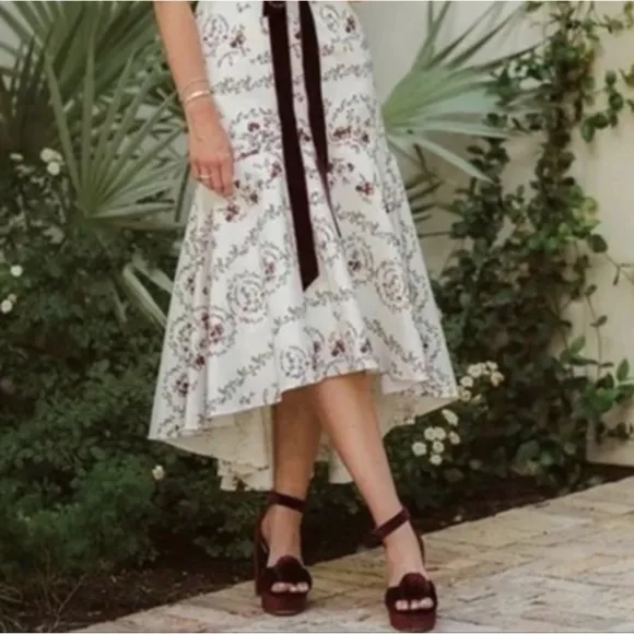 NEW Antonio Melani x Nicola Bathie Emilia Velvet Rose Platform Dress Sandals
