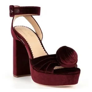 NEW Antonio Melani x Nicola Bathie Emilia Velvet Rose Platform Dress Sandals